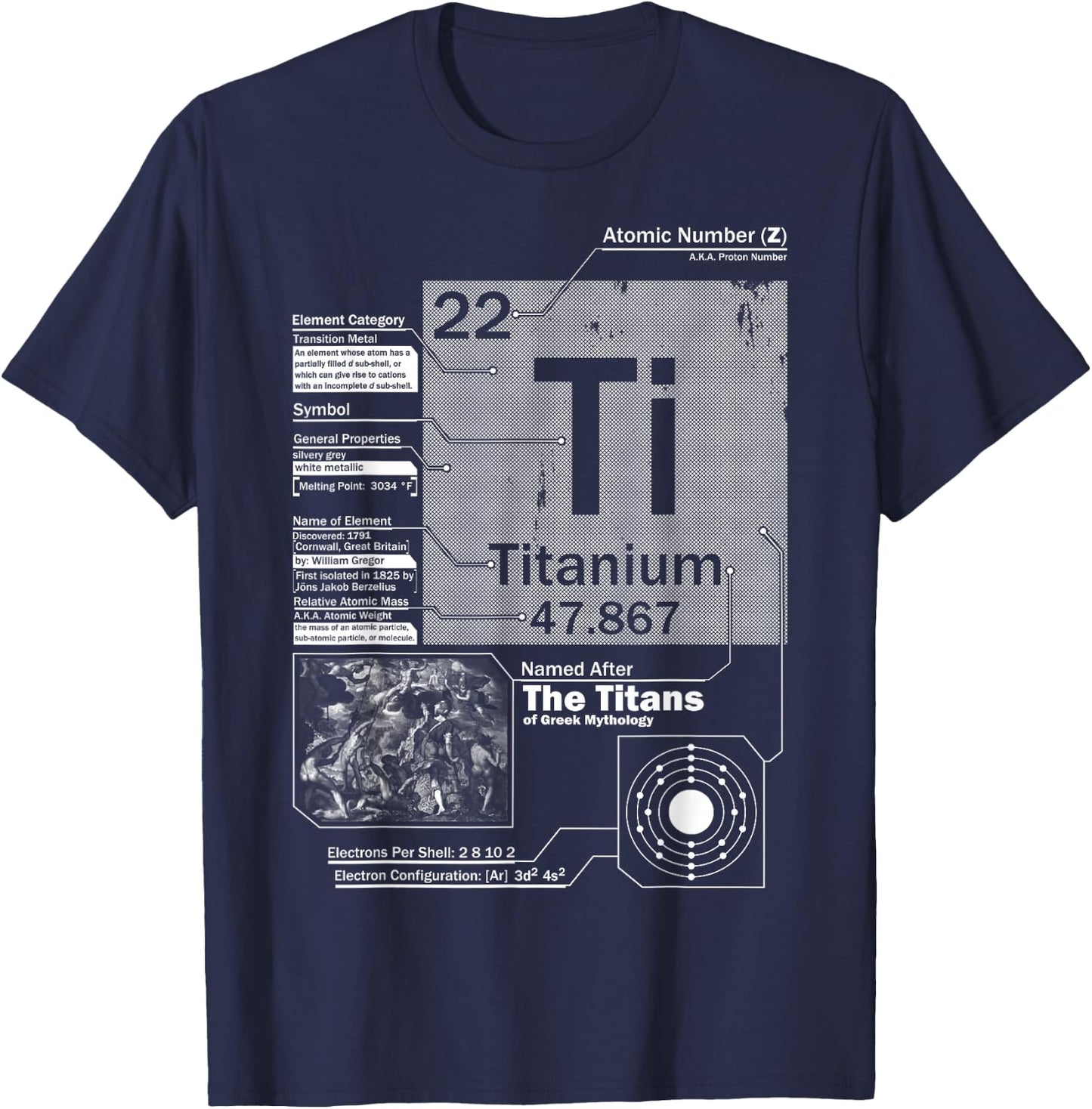 Titanium (Ti) Element | Atomic Number 22 Science T-Shirt - T-Shirt | Navy