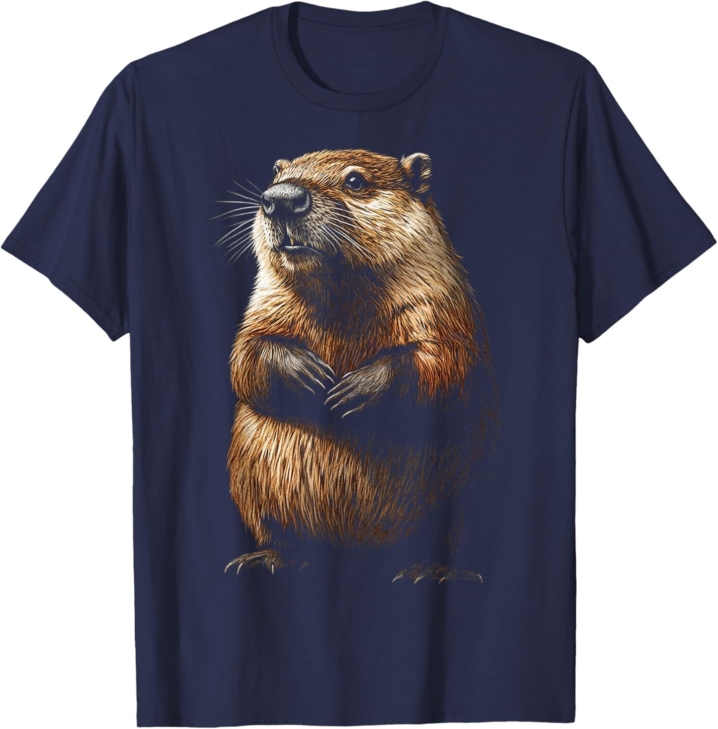 Beaver Animal Motif Artwork Beaver T-Shirt - T-Shirt | Navy