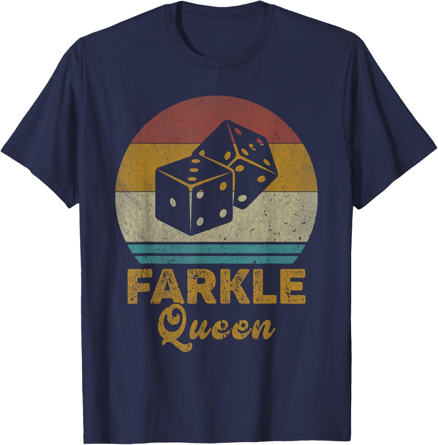 Farkle Queen Vintage Farkle Dice Game T-Shirt - T-Shirt | Navy