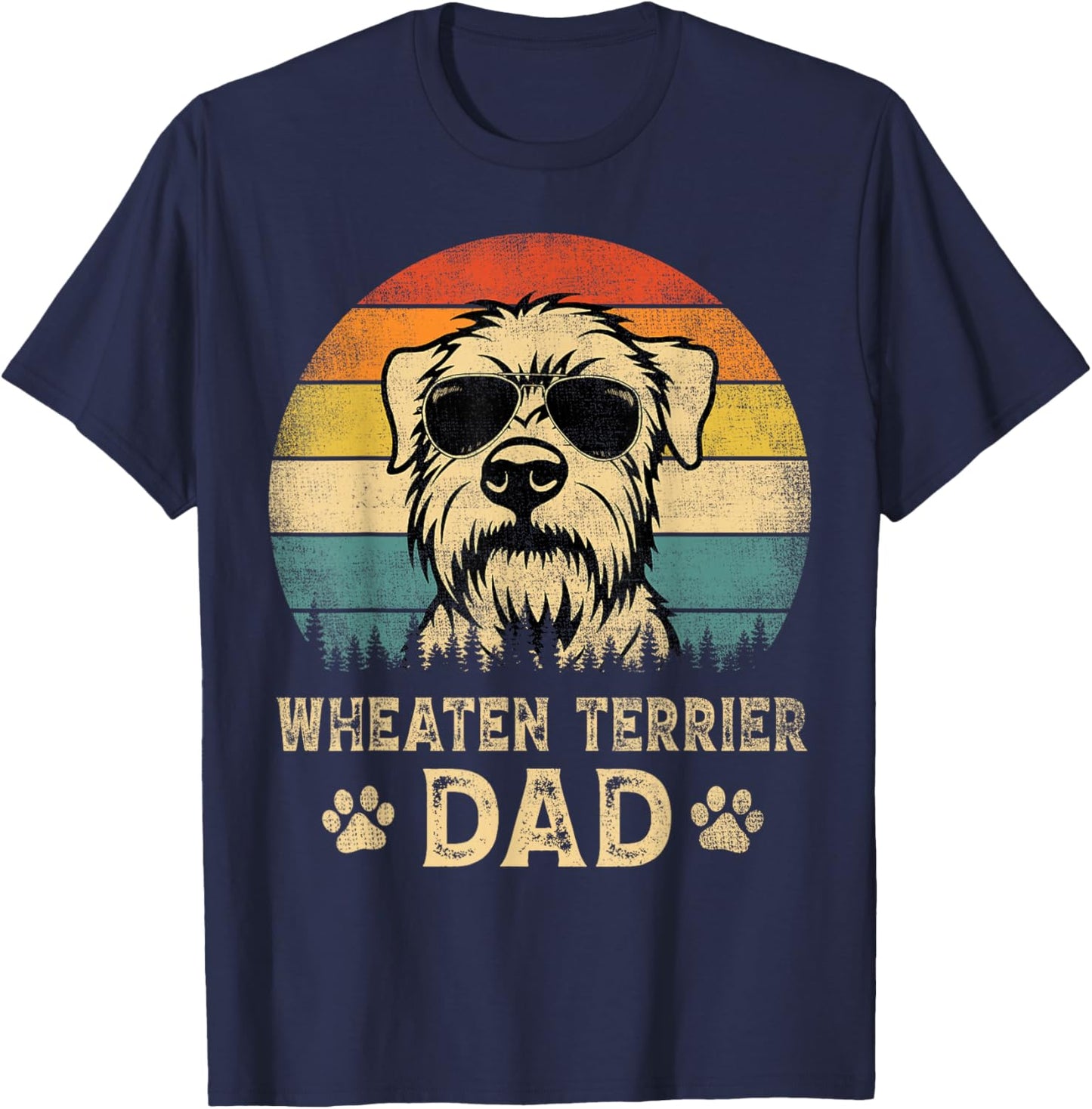 Vintage Wheaten Terrier Dad Dog Lovers Father's Day T-Shirt - T-Shirt | Navy