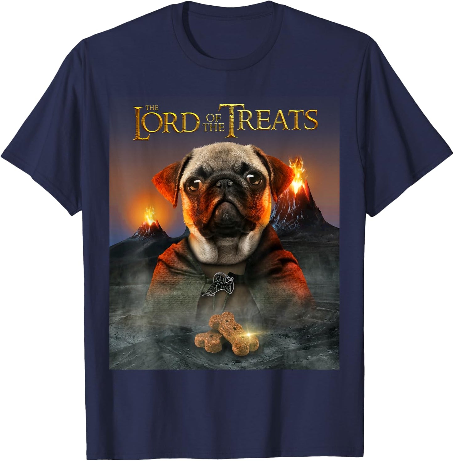 LORD OF THE TREATS - Funny & Cute Pug Puppy T-Shirt - T-Shirt | Navy