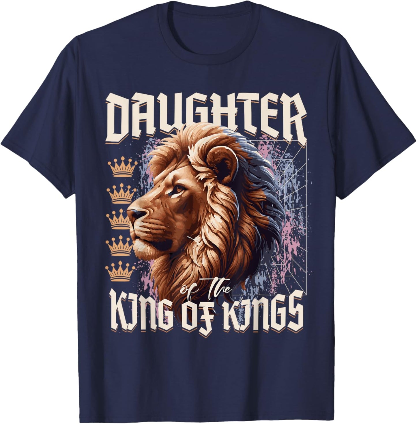 Daughter of King Lion Y2K Trendy Jesus Apparel Christian T-Shirt - T-Shirt | Navy