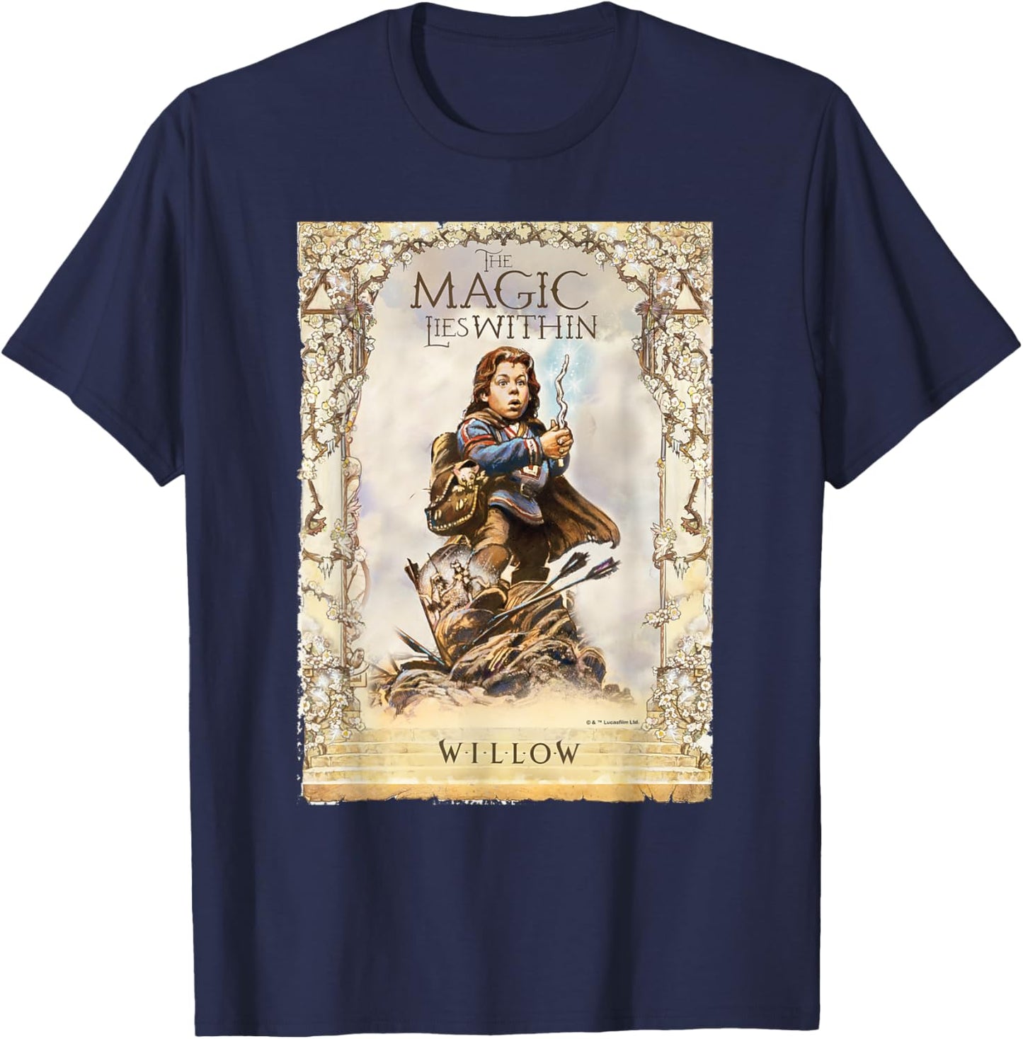 Lucasfilm Willow Movie The Magic Lies Within Archway Battle T-Shirt - T-Shirt | Navy
