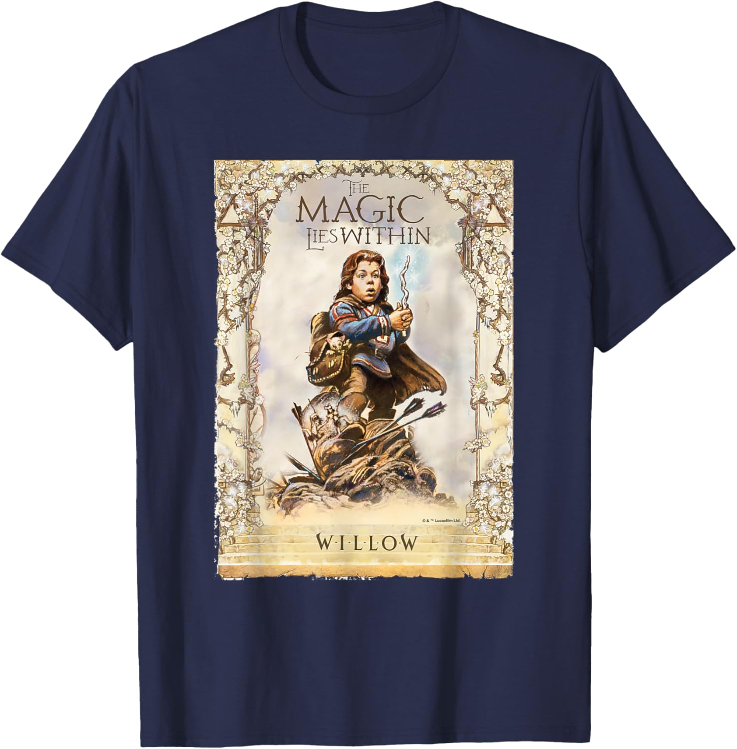 Lucasfilm Willow Movie The Magic Lies Within Archway Battle T-Shirt - T-Shirt | Navy