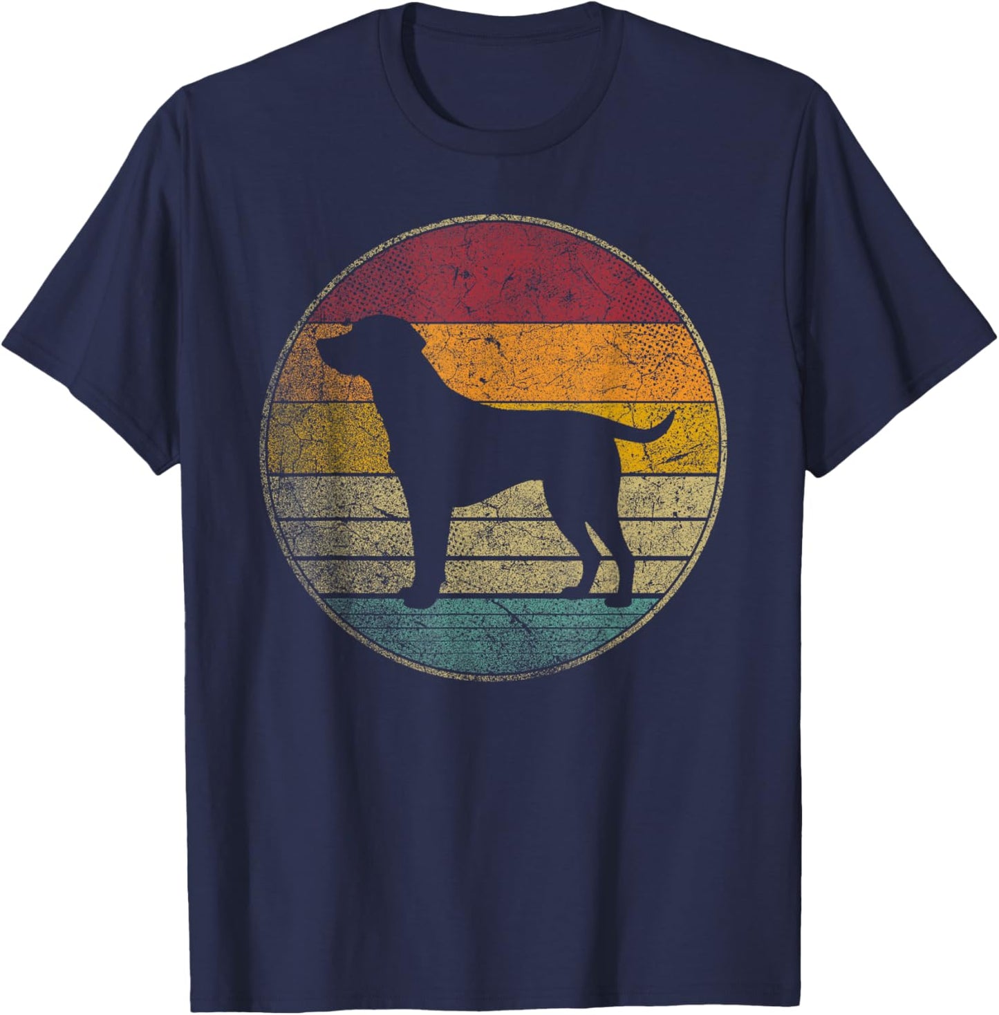 Labrador Retriever Dog Vintage Silhouette 70s 80s Retro Men Women Kids T-Shirt - T-Shirt | Navy