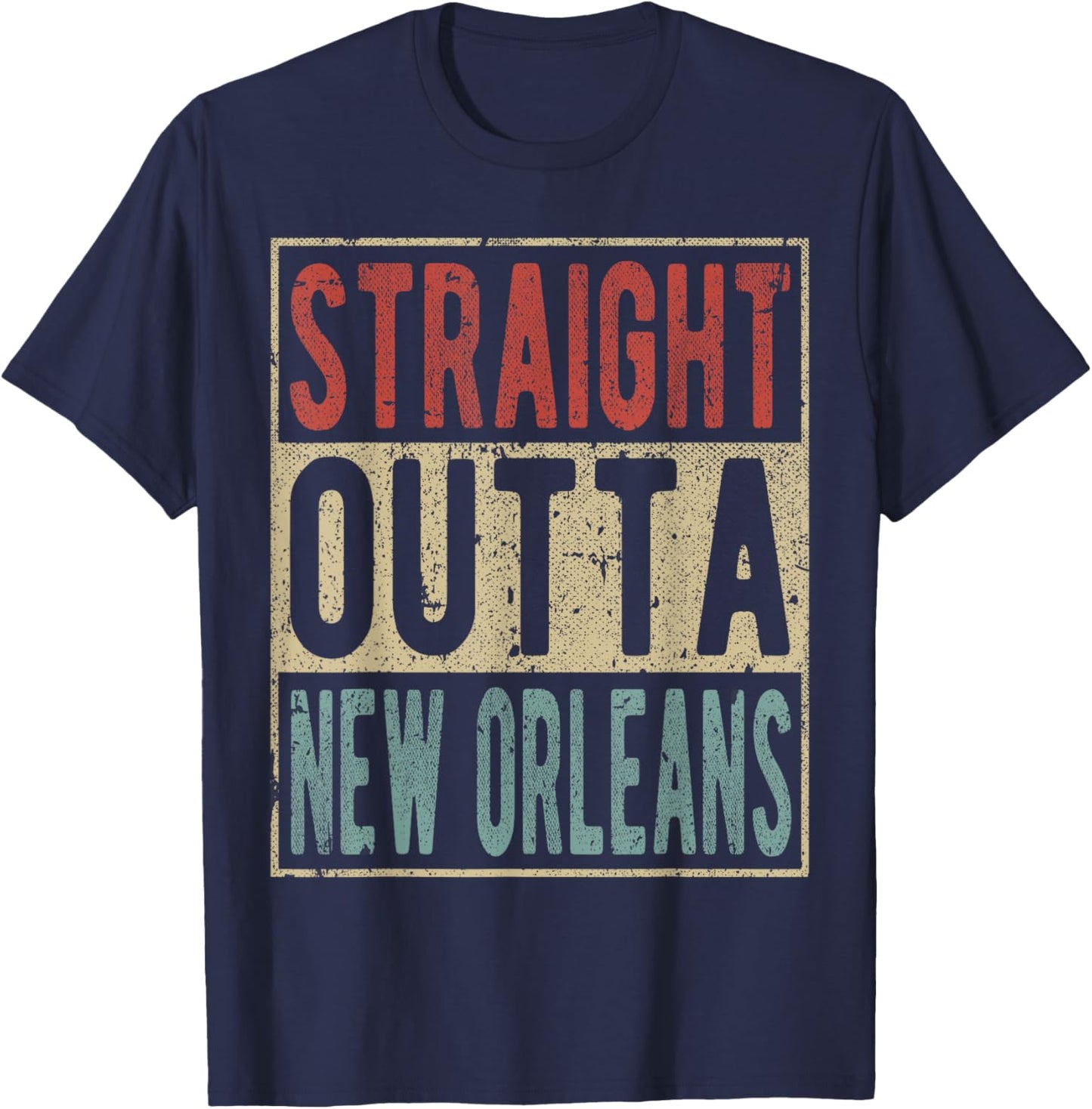 New Orleans City Retro Straight Outta New Orleans T-Shirt - T-Shirt | Navy