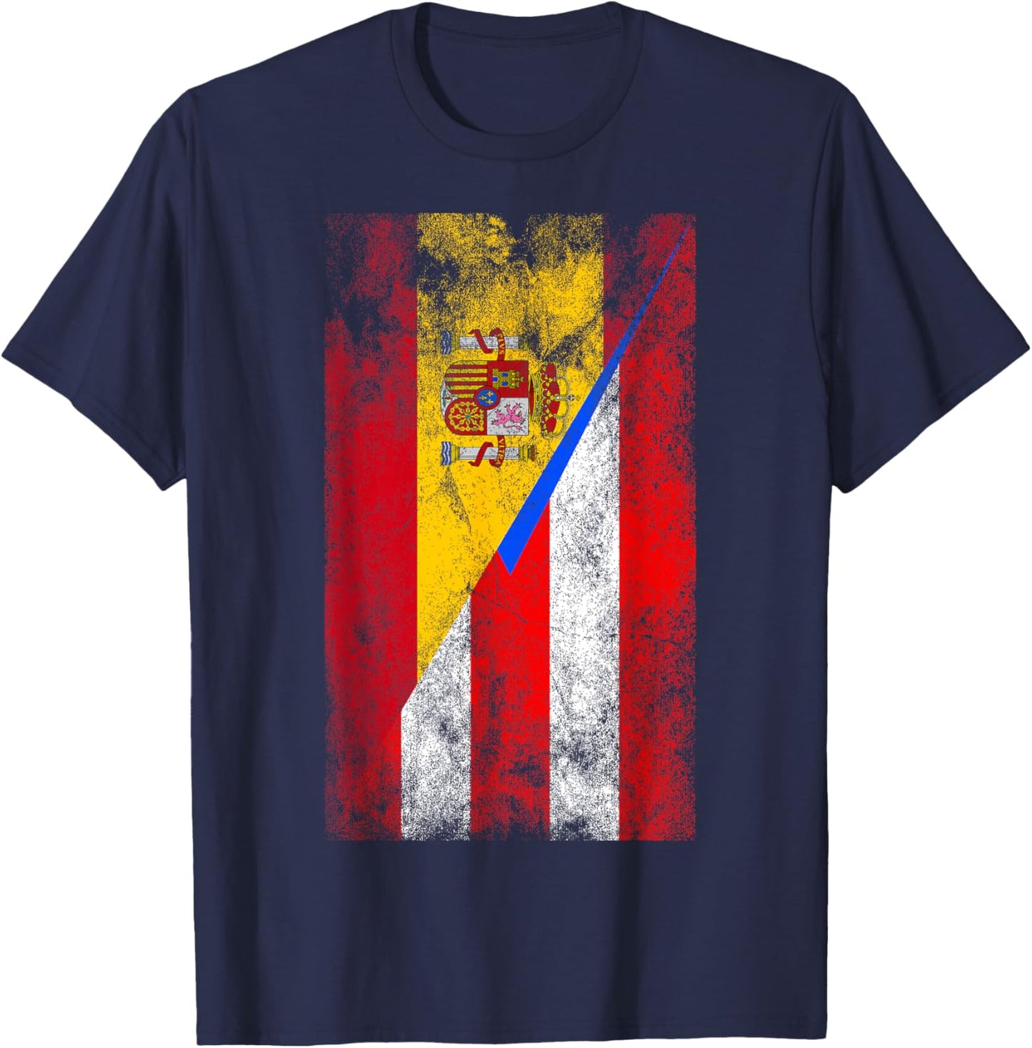 Spain & Puerto Rico Flags - Spanish Puerto Rican T-Shirt - T-Shirt | Navy
