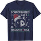 Schrödinger's Cat Is Naughty And Nice Physicist Christmas T-Shirt - T-Shirt | Navy