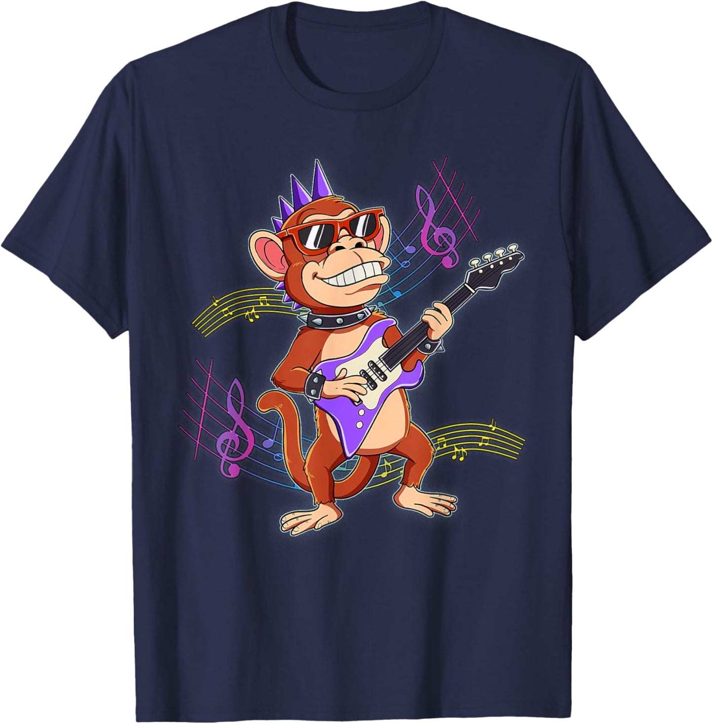 Rockstar Monkey Guitar T-Shirt - T-Shirt | Navy