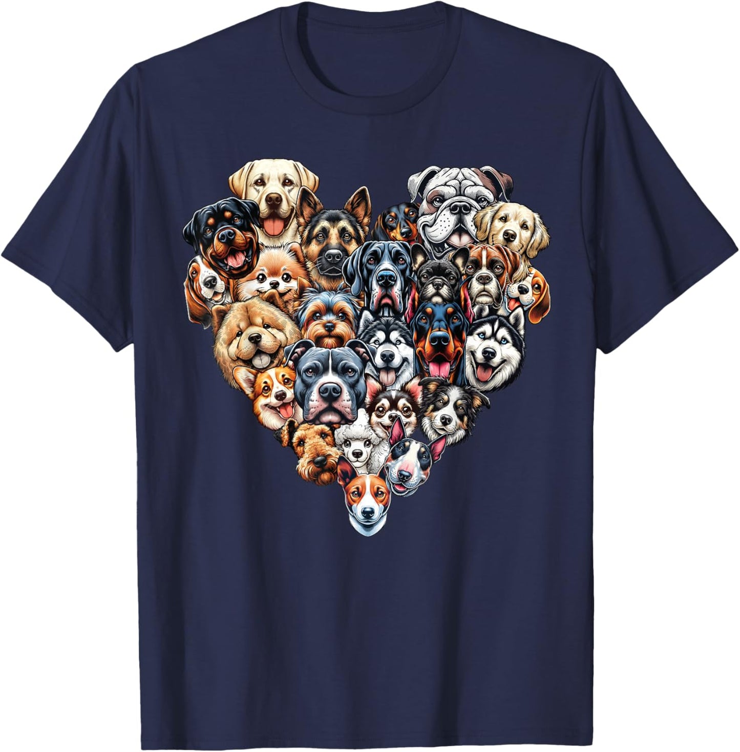 Types Of Dogs Breeds Chart Educational Canine Enthusiast T-Shirt - T-Shirt | Navy