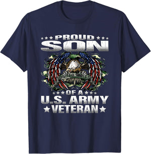 Proud Son Of A US Army Veteran Military Vet's Child T-Shirt - T-Shirt | Navy