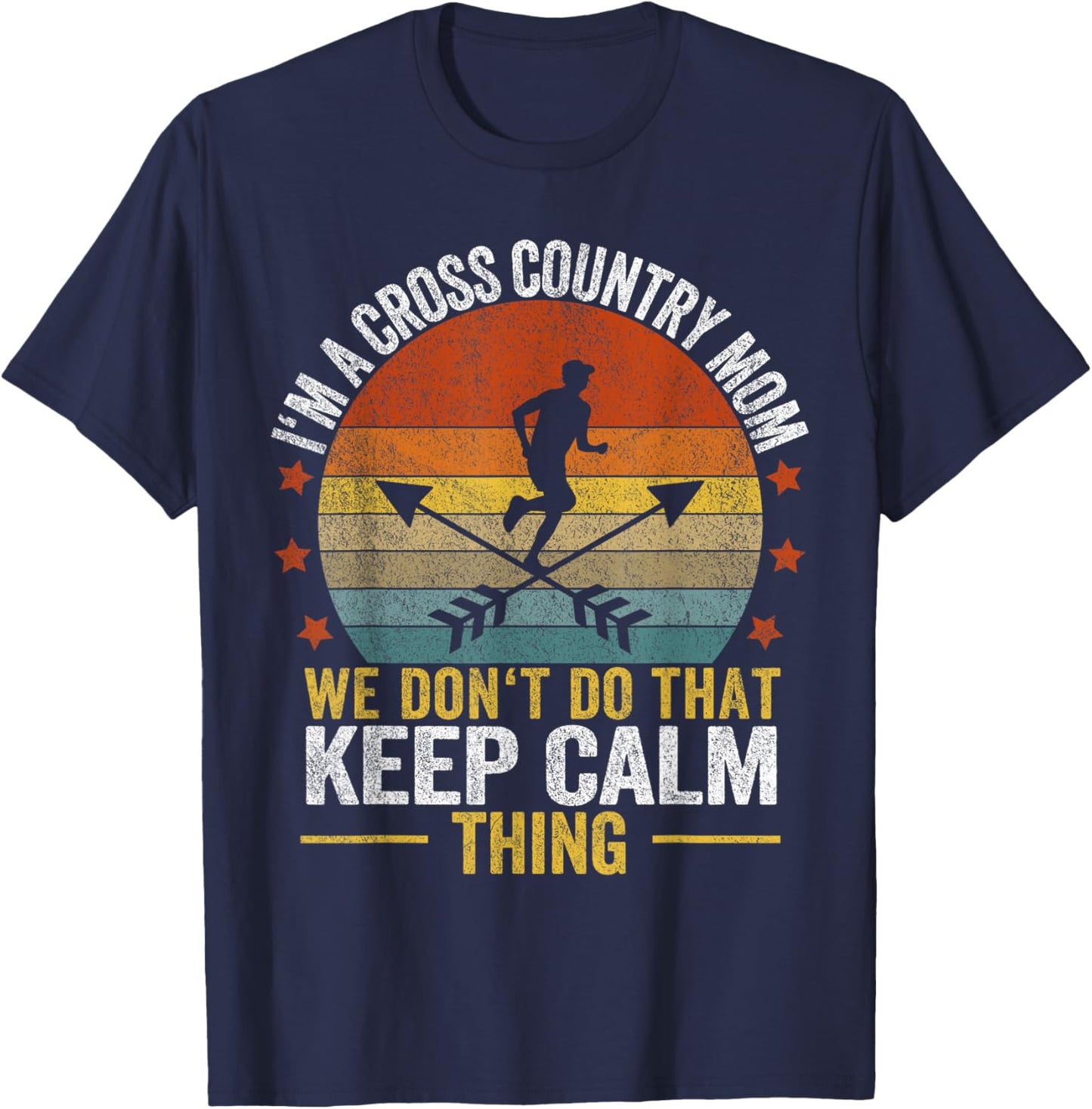 Funny Cross Country Mom Quote Cross Country Running Retro T-Shirt - T-Shirt | Navy