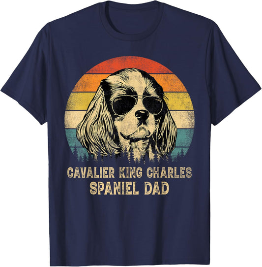 Vintage Cavalier King Charles Spaniel Dad Dog Father's Day T-Shirt - T-Shirt | Navy