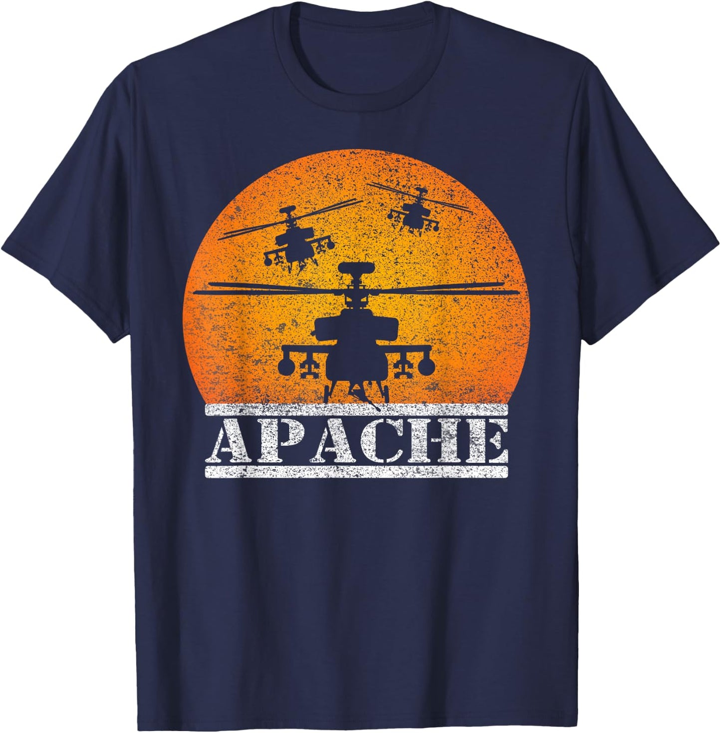 Apache Helicopter AH64 Attack Helicopters Pilot Sunset T-Shirt - T-Shirt | Navy