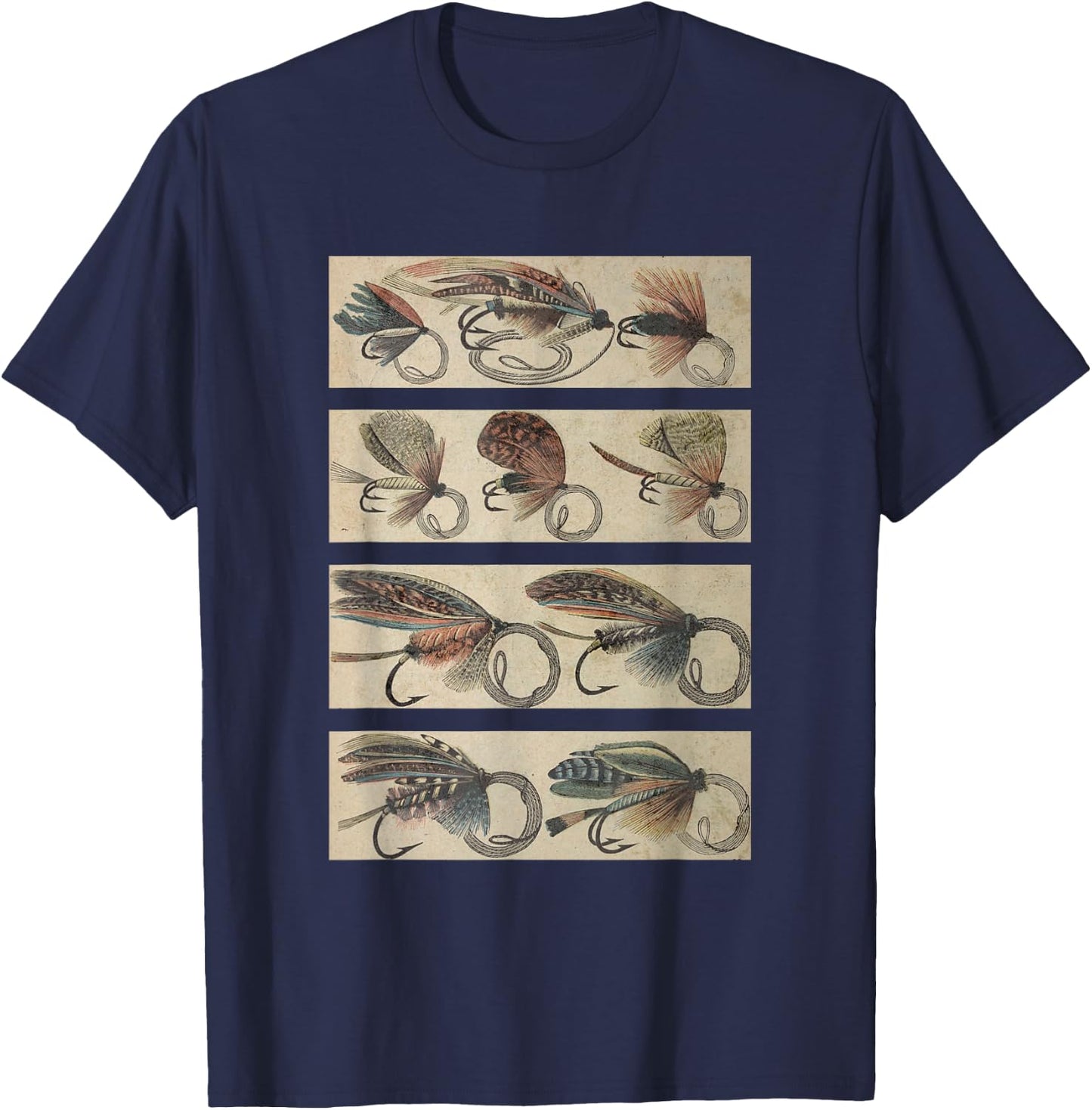 Vintage Fly Fishing Lures T-Shirt - T-Shirt | Navy