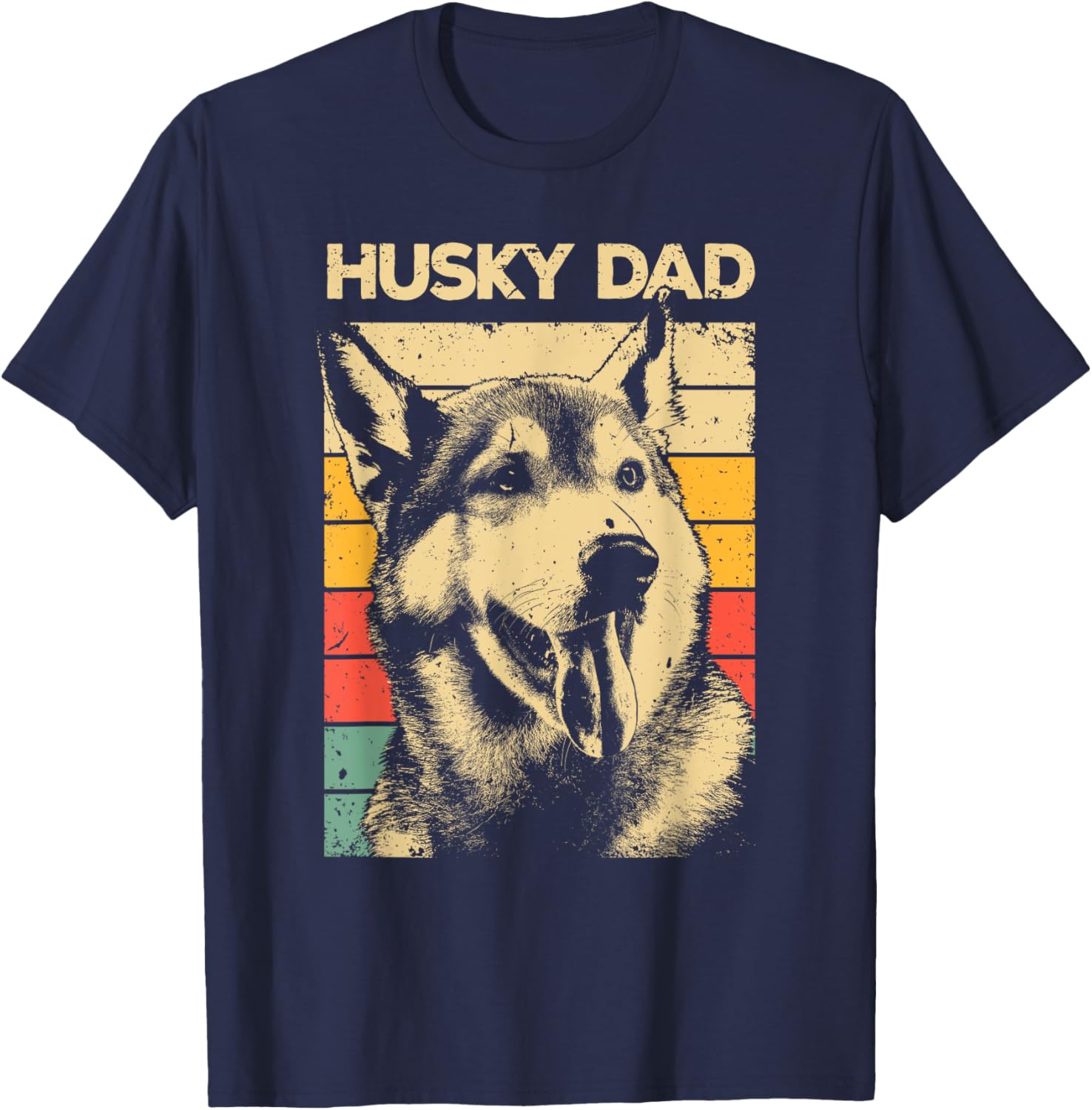 Husky Dad Art For Father Men Husky Lover Siberian Husky Dog T-Shirt - T-Shirt | Navy