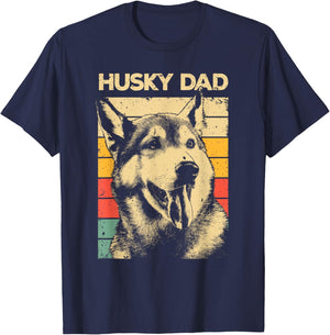 Husky Dad Art For Father Men Husky Lover Siberian Husky Dog T-Shirt - T-Shirt | Navy
