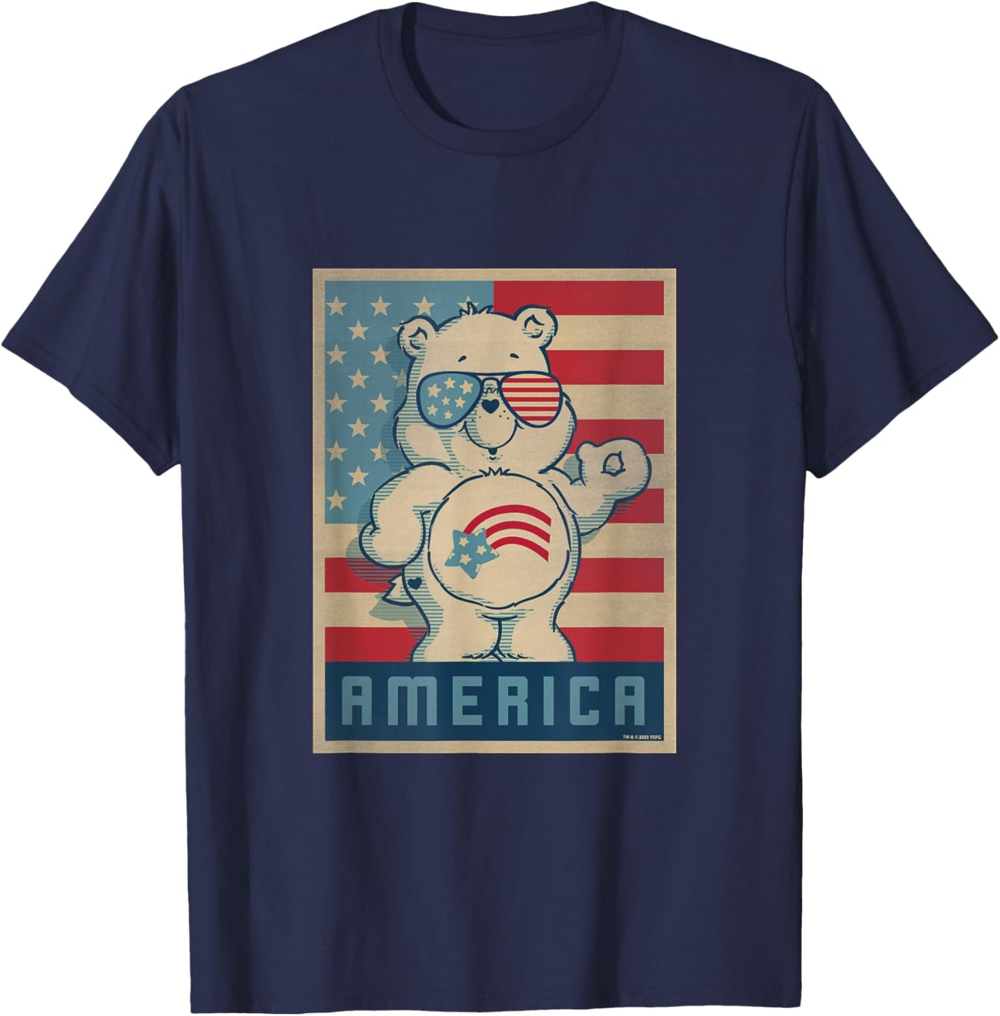 Care Bears 4th of July America Cares Vintage Flag Poster T-Shirt - T-Shirt | Navy