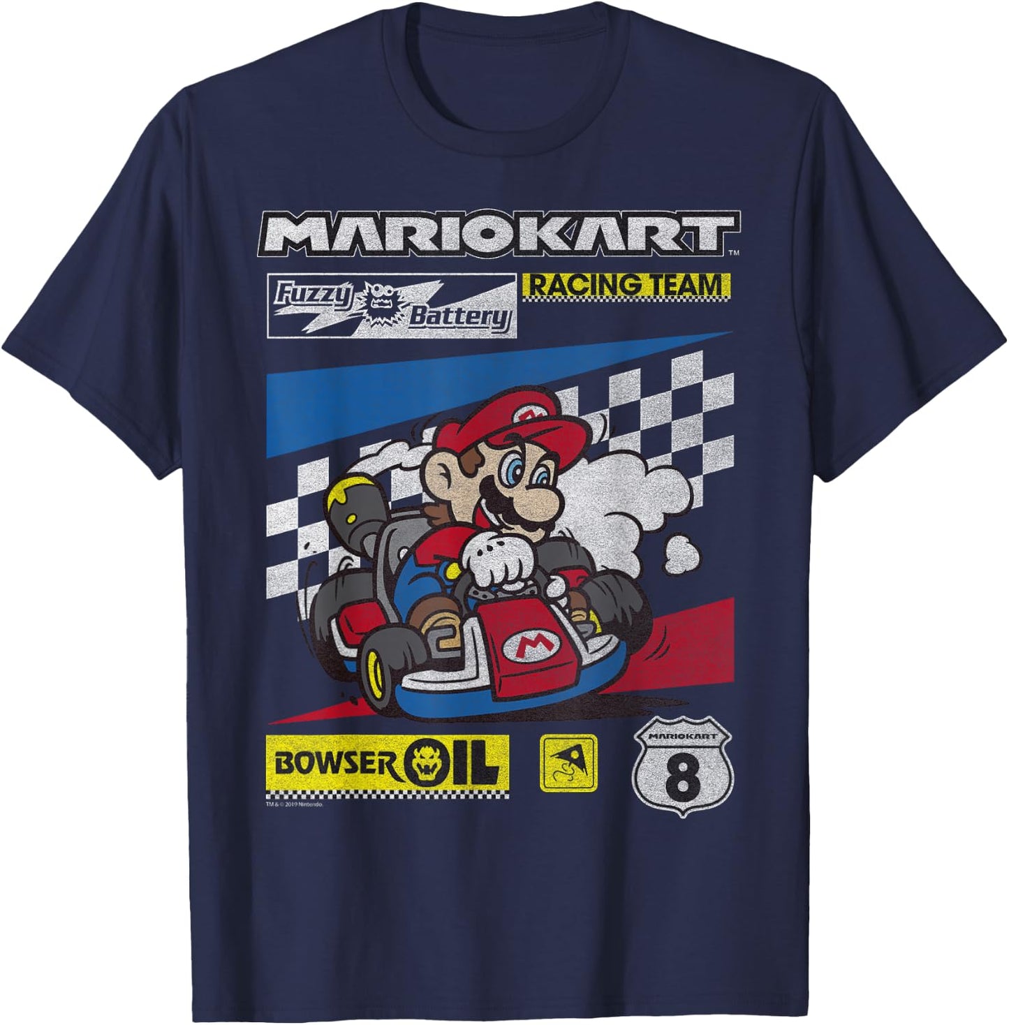 Mario Kart Racing Team Drifting Bold Poster T-Shirt - T-Shirt | Navy