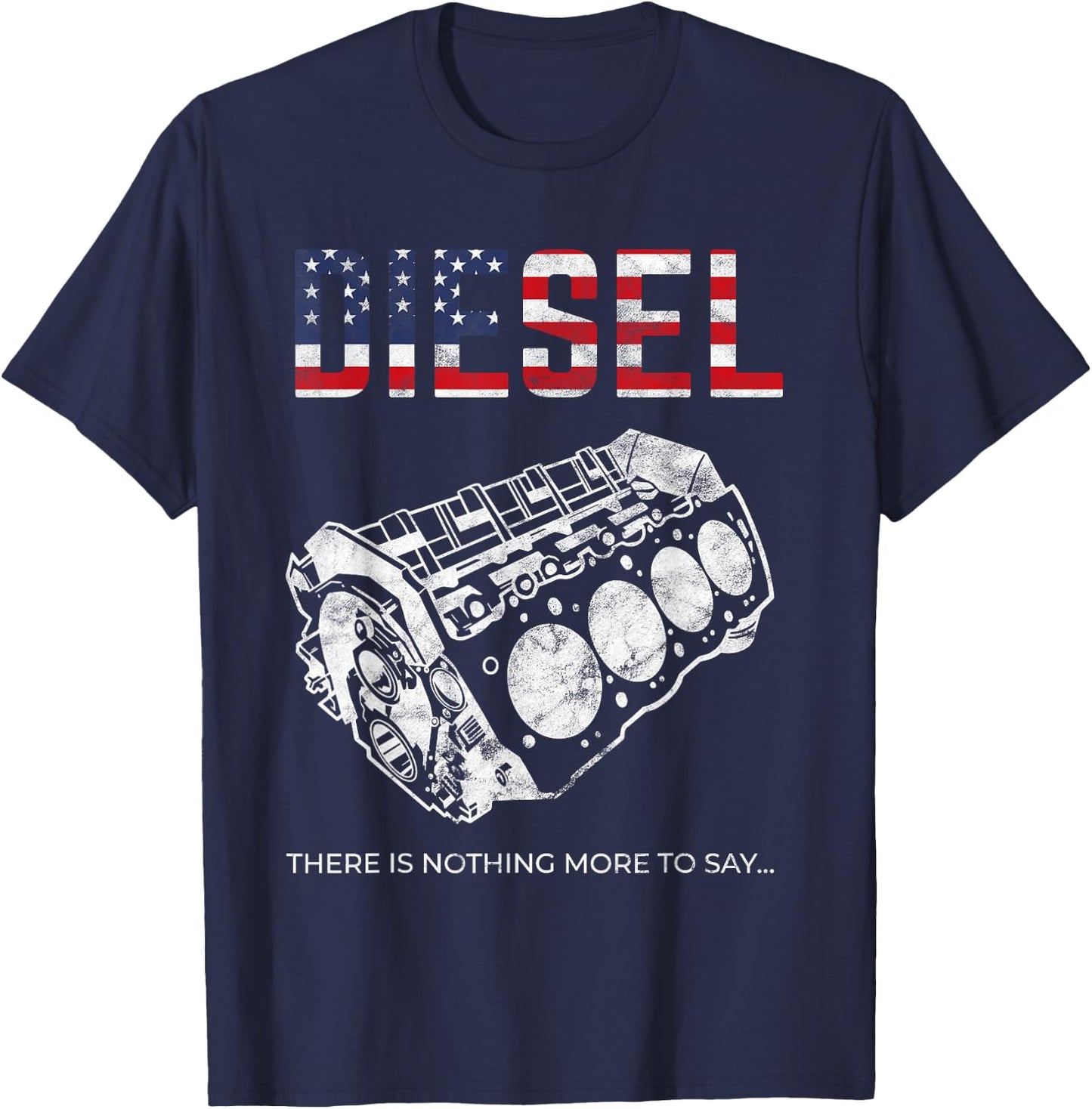 Diesel Car Engine USA Flag Mechanic T-Shirt - T-Shirt | Navy