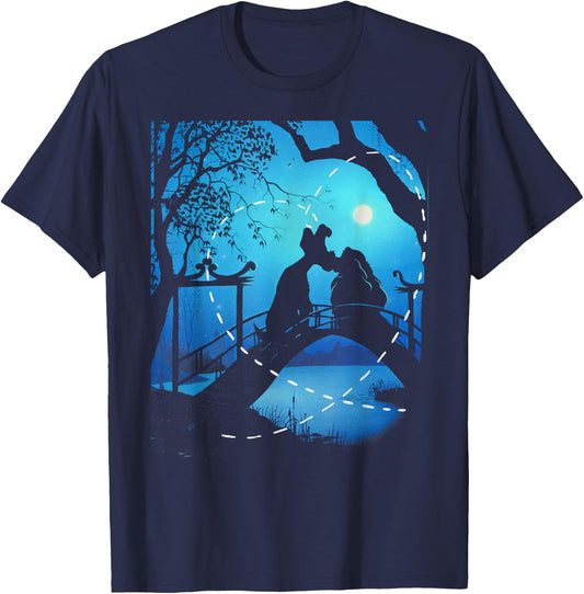 Disney The Lady and The Tramp Night Time Silhouette T-Shirt - T-Shirt | Navy