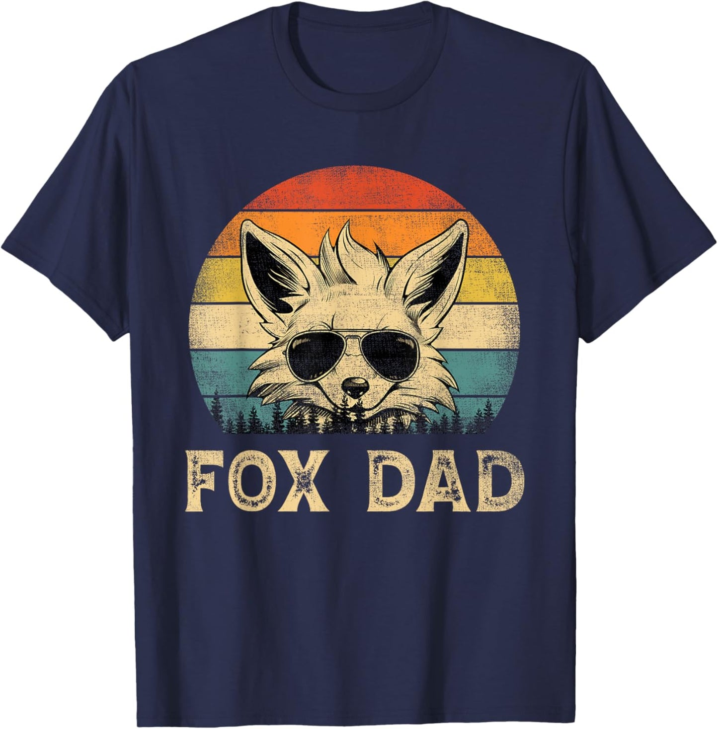 Vintage Fox Dad Fox Lovers Daddy Father's Day T-Shirt - T-Shirt | Navy