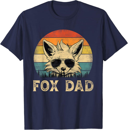Vintage Fox Dad Fox Lovers Daddy Father's Day T-Shirt - T-Shirt | Navy