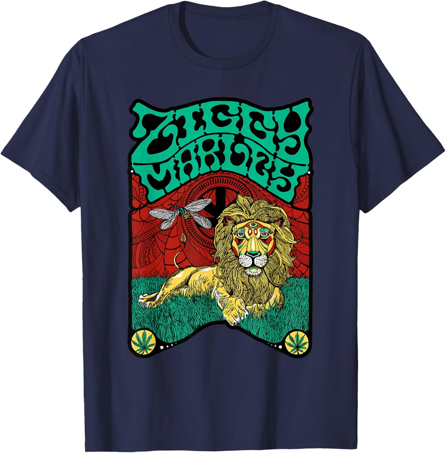 Ziggy Marley - Official Merchandise - Fly Rasta Lion T-Shirt - T-Shirt | Navy