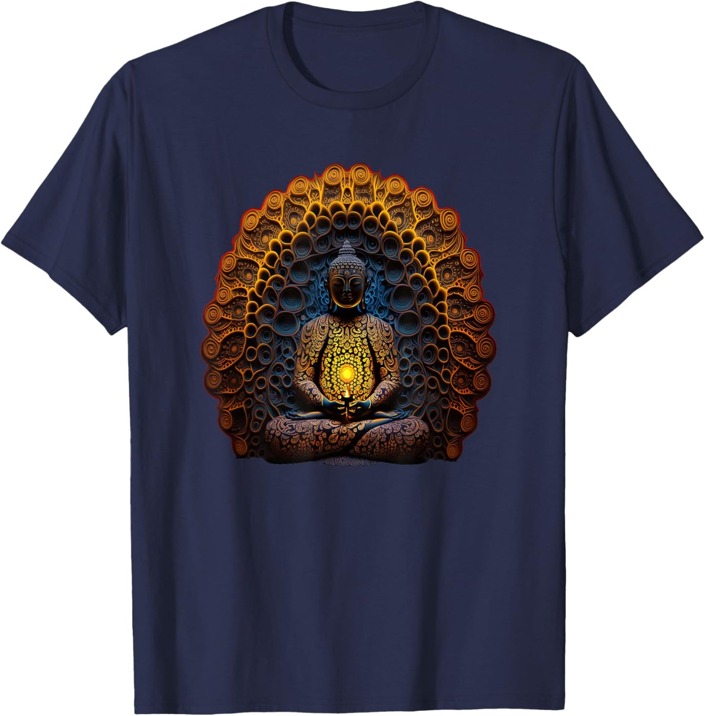 Buddha Statue Yoga Buddhist Zen Buddhism Meditation T-Shirt - T-Shirt | Navy