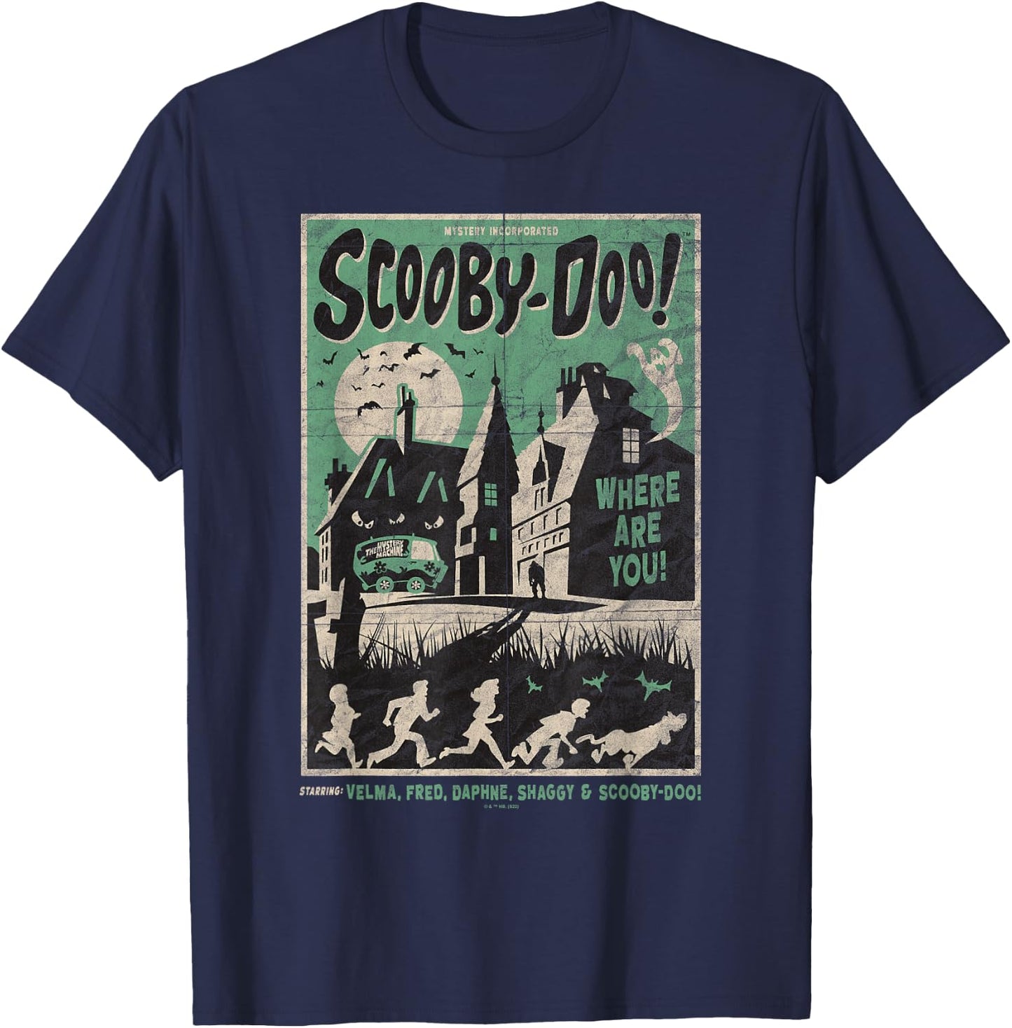Scooby-Doo Mystery Incorporated Scary House Movie Poster T-Shirt - T-Shirt | Navy