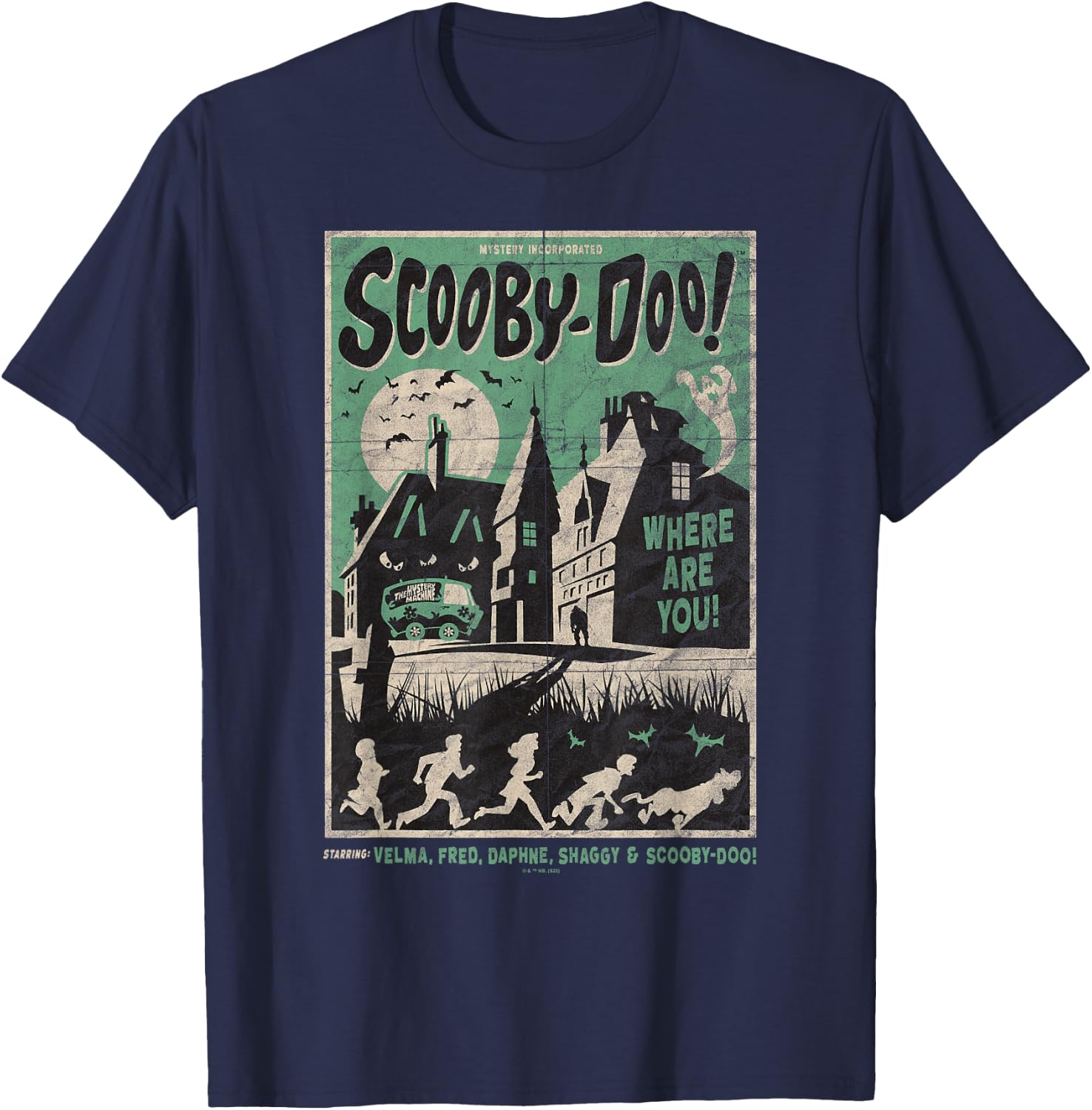 Scooby-Doo Mystery Incorporated Scary House Movie Poster T-Shirt - T-Shirt | Navy