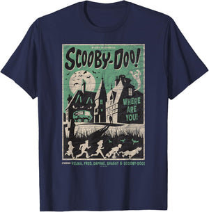 Scooby-Doo Mystery Incorporated Scary House Movie Poster T-Shirt - T-Shirt | Navy