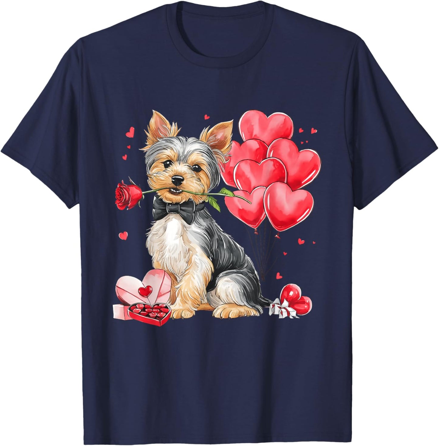 Yorkshire Terrier Dog Owner Heart Balloon Yorkie Valentine T-Shirt - T-Shirt | Navy