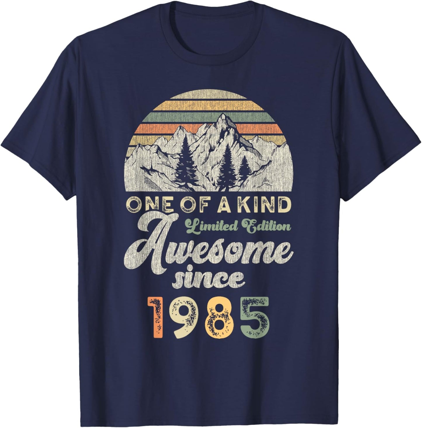 Awesome Since 1985 Birthday 40 Years Mountains T-Shirt - T-Shirt | Navy