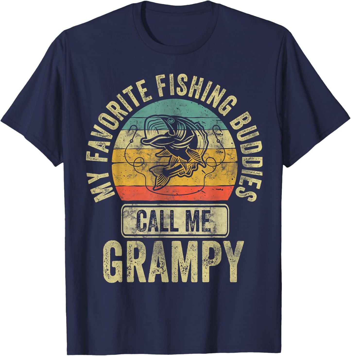 My Favorite Fishing Buddies Call Me Fisherman Grampy Shirt T-Shirt - T-Shirt | Navy
