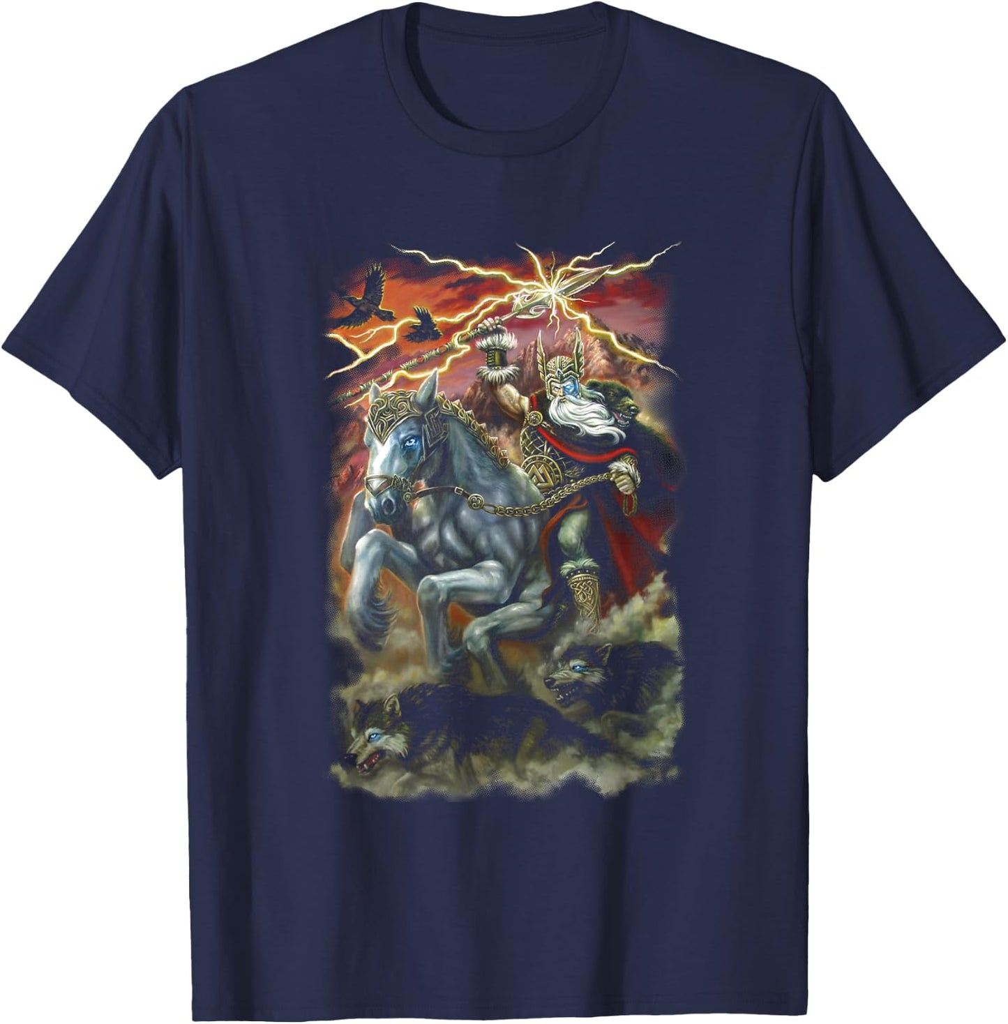 Odin Sleipnir horse norse nordic asatru Viking Fantasy art T-Shirt - T-Shirt | Navy
