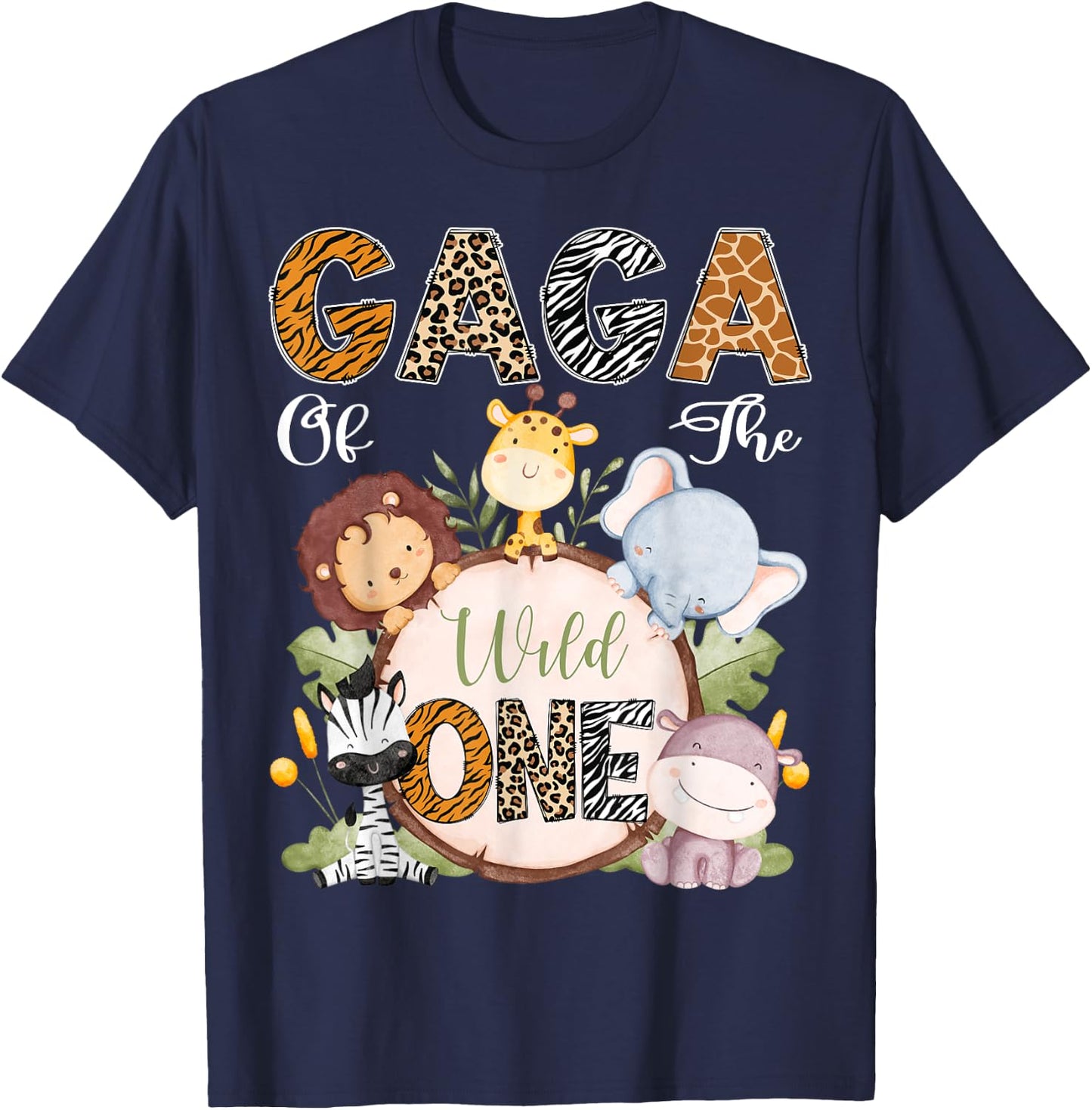 Gaga Of The Wild One 1St Birthday Safari Woodland T-Shirt - T-Shirt | Navy