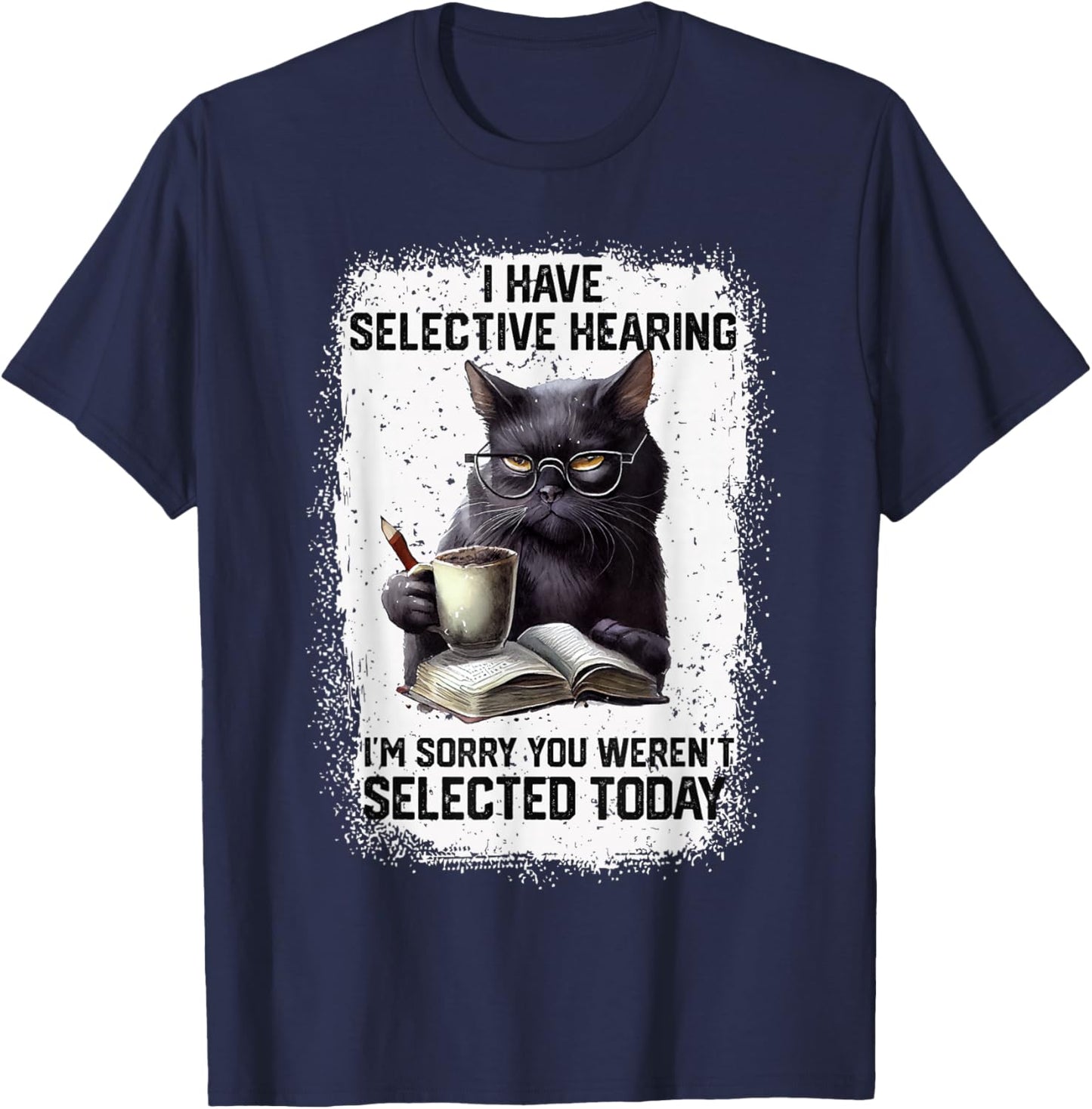 Funny Cat Sarcasm Humor Present Outfits -Adults Black Small Modern Short Sleeve T-Shirt - T-Shirt | Navy