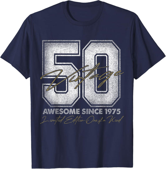 50 Year Old Gifts Vintage 1975 Limited Edition 50th Birthday T-Shirt - T-Shirt | Navy
