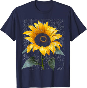 Sunflower Nature Motif Art Graphic Sunflower T-Shirt - T-Shirt | Navy