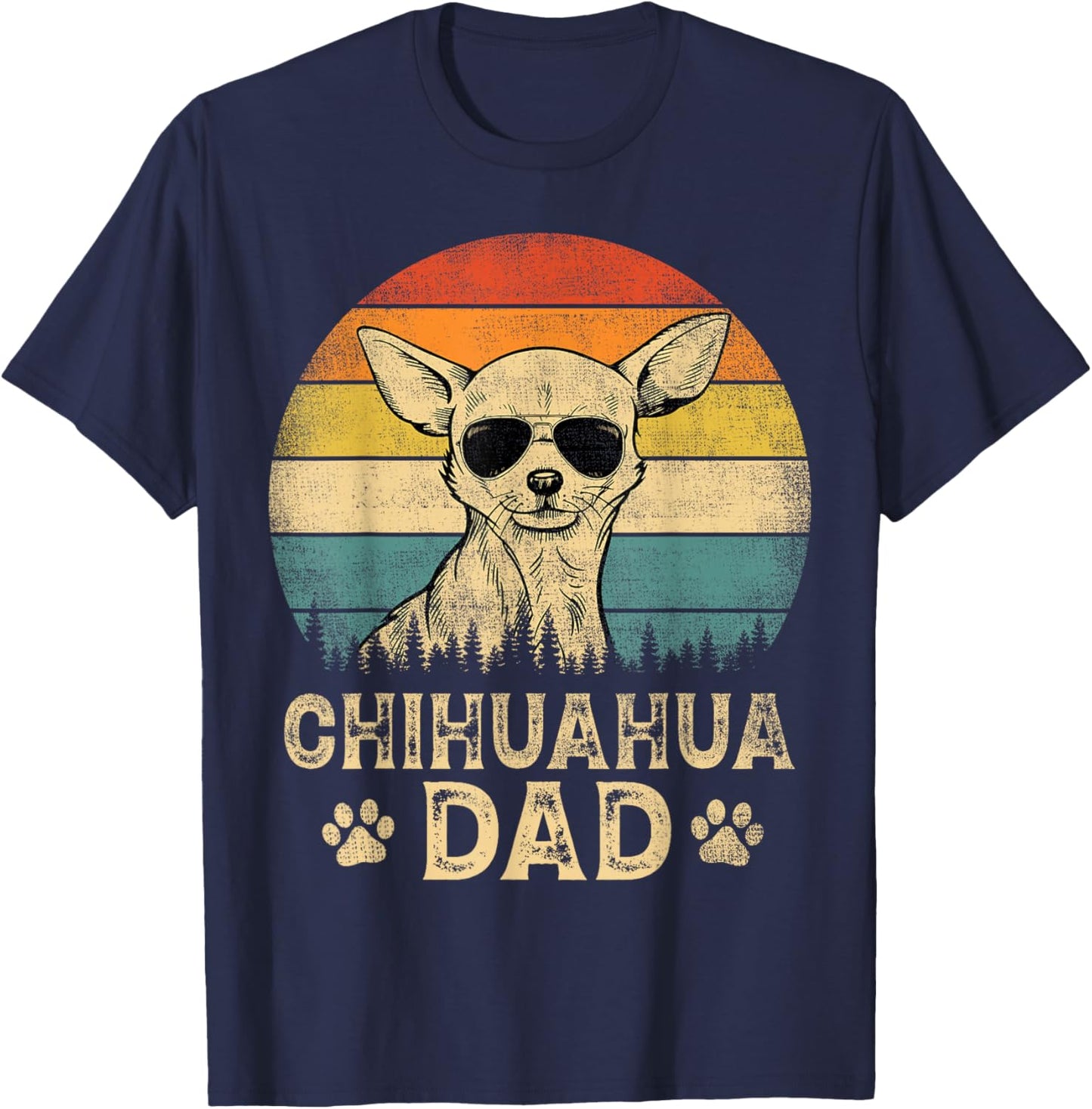 Vintage Chihuahua Dad Dog Lovers Father's Day T-Shirt - T-Shirt | Navy