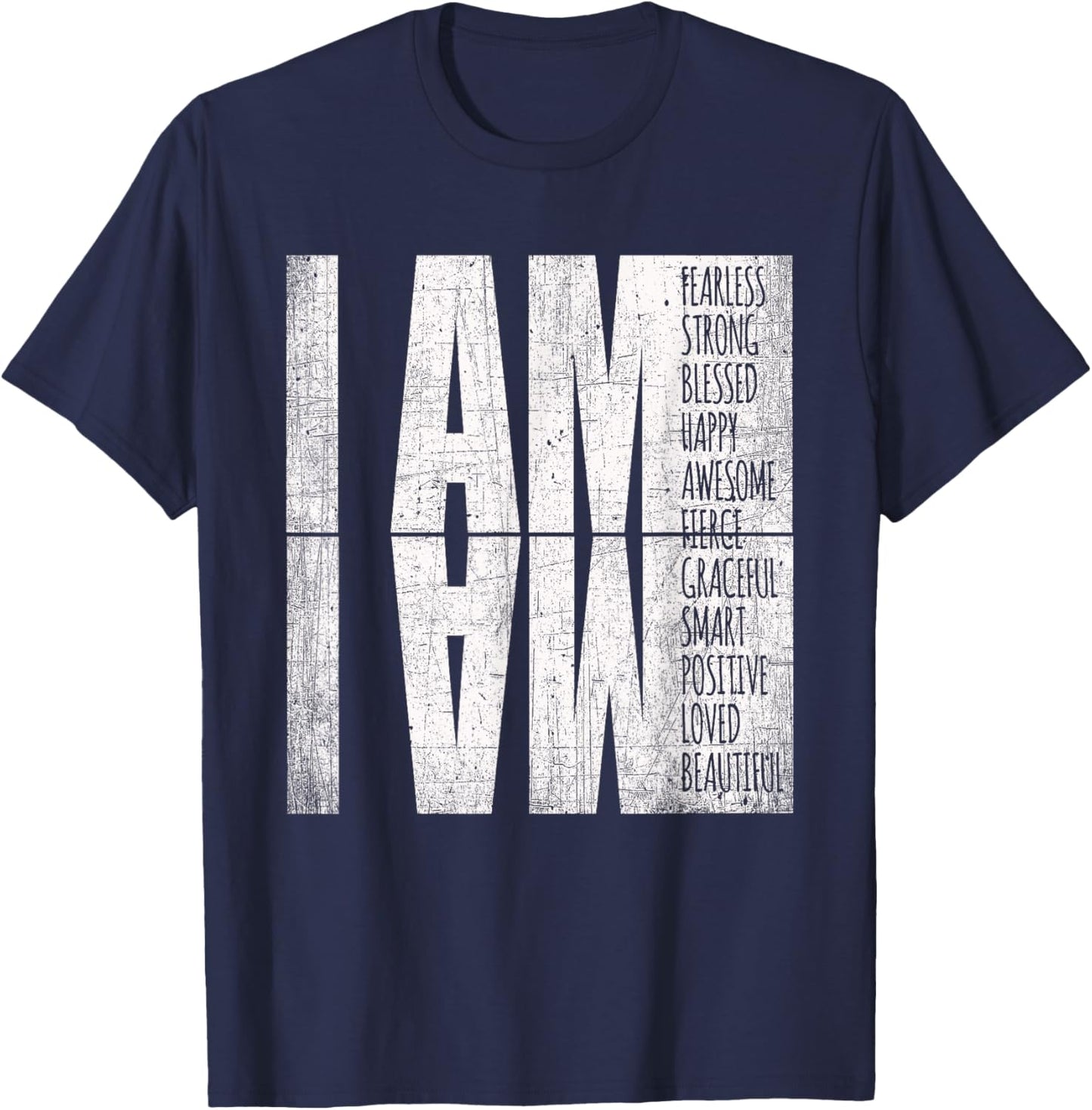I Am Fearless Strong Blessed Pink Positive Affirmations Gift T-Shirt - T-Shirt | Navy