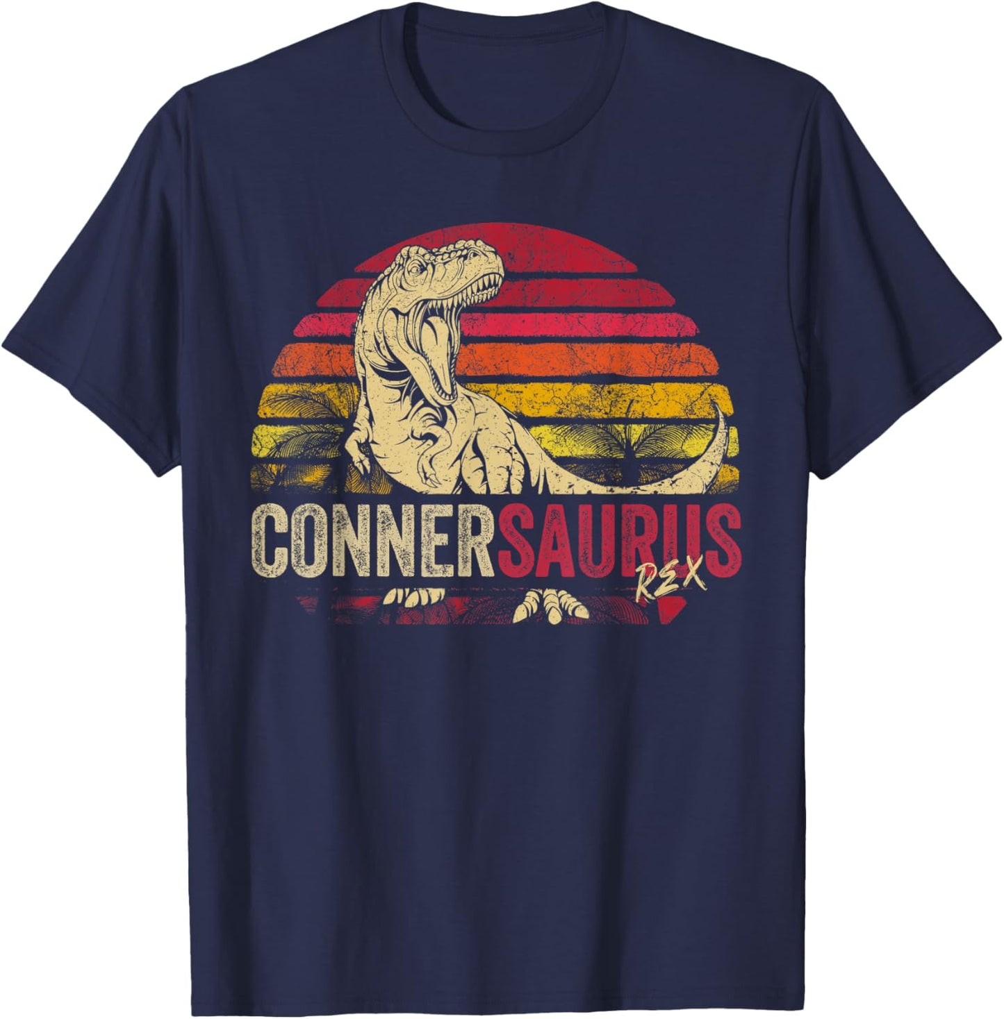 Conner Saurus Funny Personalized Dinosaur T Rex Boys Name T-Shirt - T-Shirt | Navy