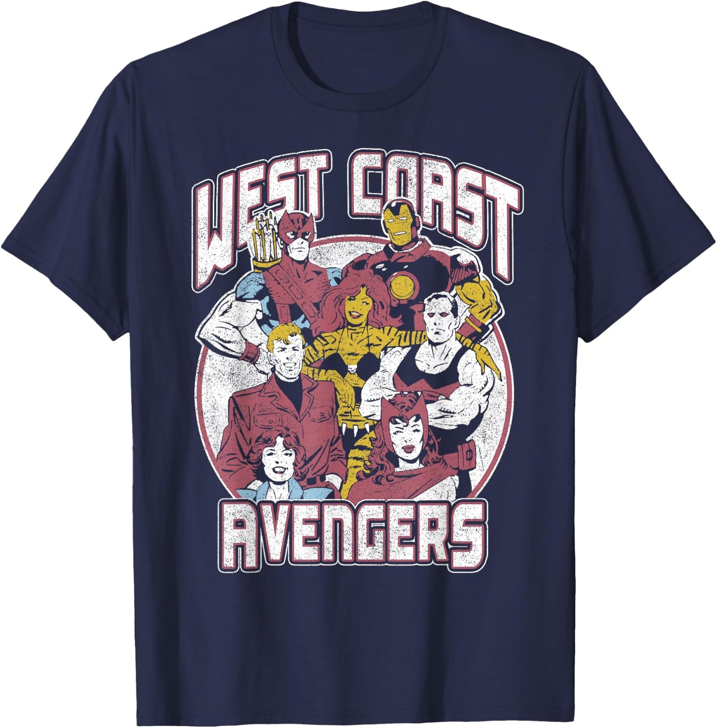Marvel West Coast Avengers Distressed Poster T-Shirt - T-Shirt | Navy