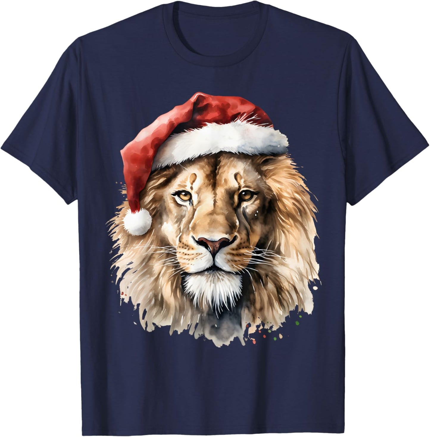 Lion Lover Santa Hat Christmas Zoologist Pajamas Xmas wild T-Shirt - T-Shirt | Navy