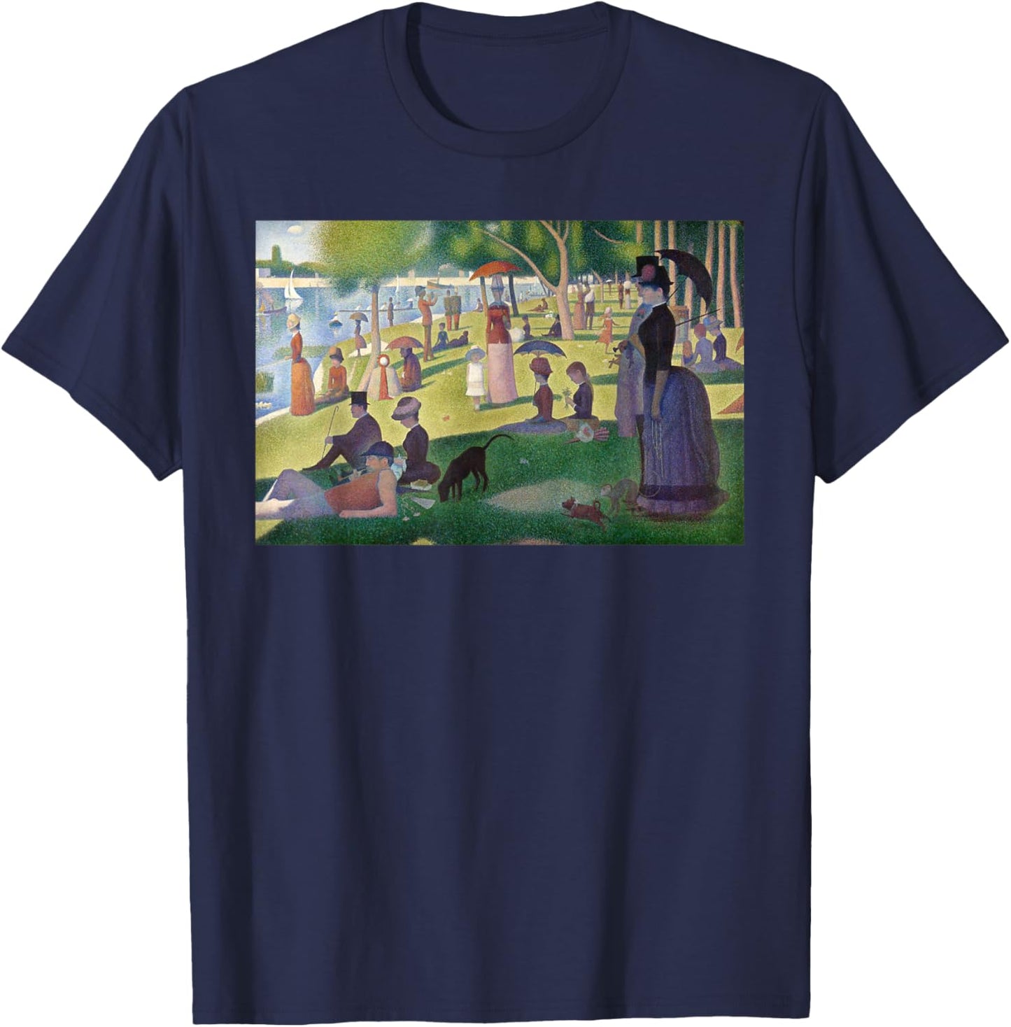 Seurat Sunday Afternoon Famous Painting By Seurat T-Shirt - T-Shirt | Navy