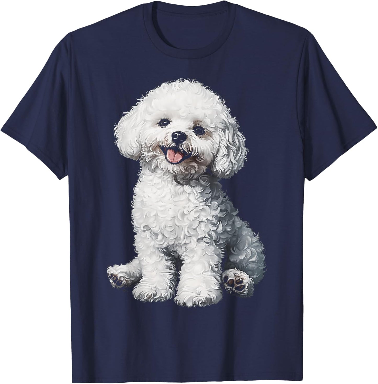 Bichon Frise Dog Motif Pet Illustration Bichon Frise T-Shirt - T-Shirt | Navy
