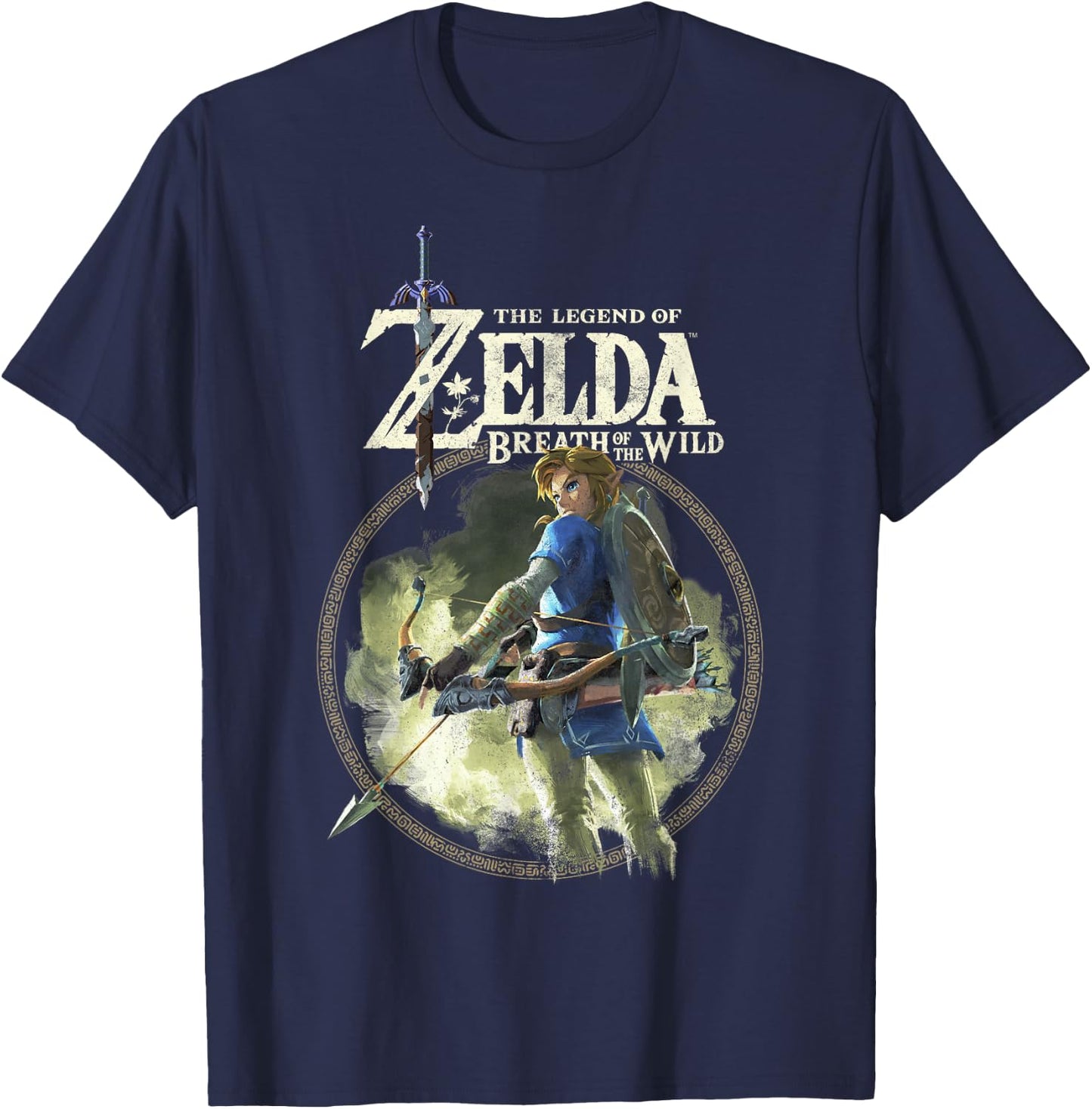 The Legend of Zelda Breath of The Wild Link Circle Portrait T-Shirt - T-Shirt | Navy