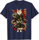 Samurai Cat with Dragon Japanese Kanji, Japan art lover Women Girls Kids T-Shirt - T-Shirt | Navy