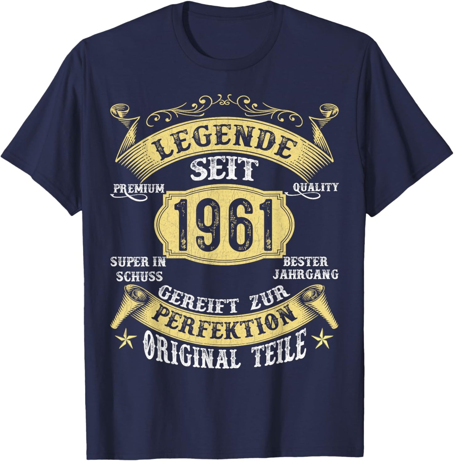 65th Birthday Gifts Man Woman 65 Years 1961 Decorative Funny T-Shirt - T-Shirt | Navy